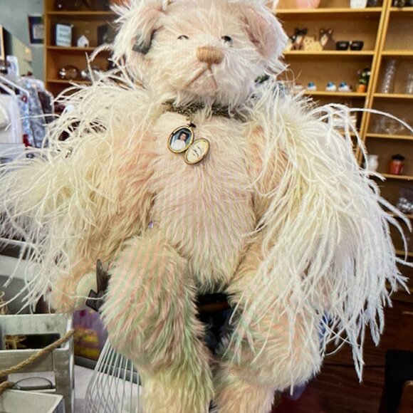 Annette Funicello "Faith " Mohair Angel Teddy Bear Locket W/ Annette's Photo - Picture 2 of 5